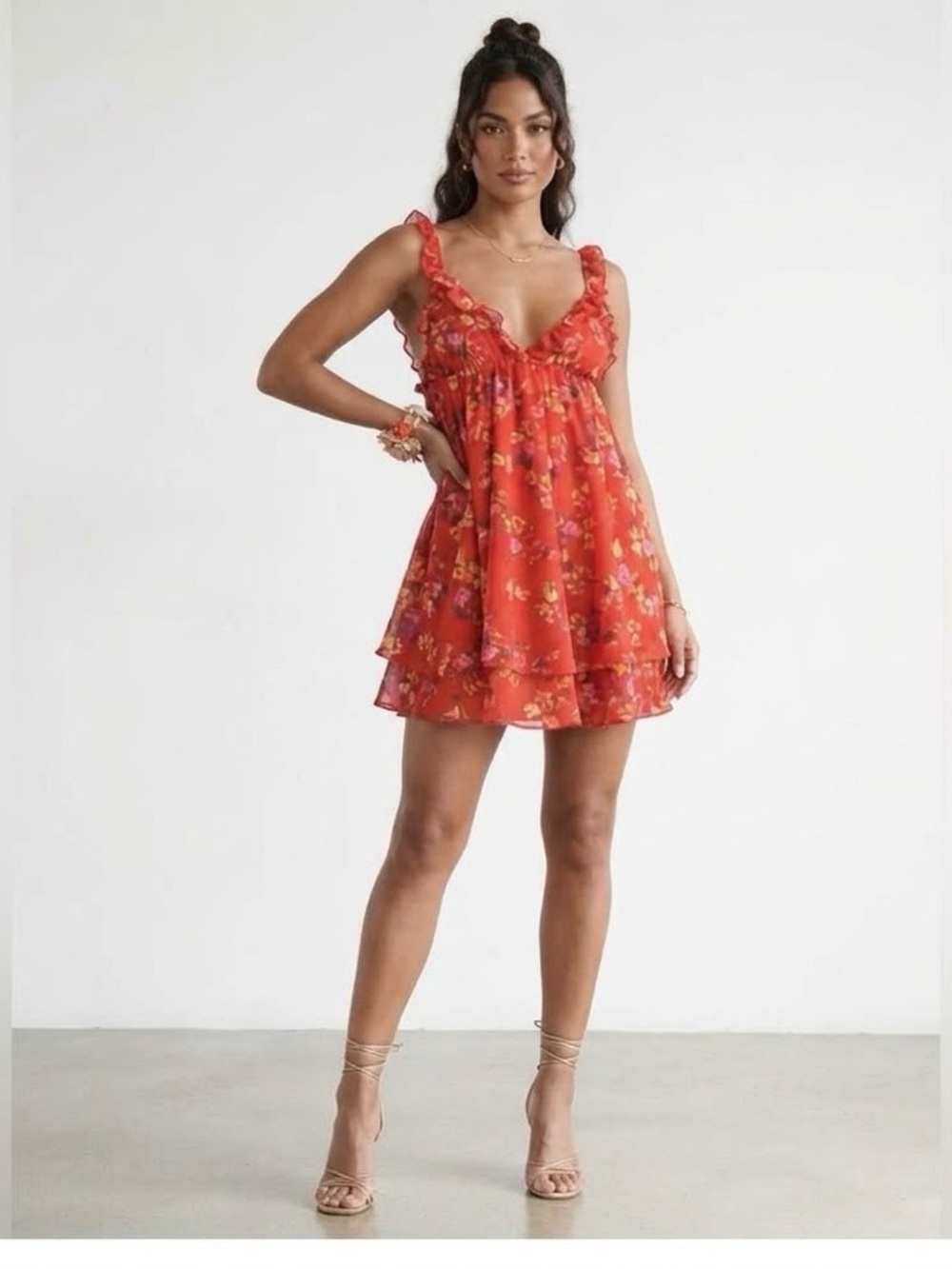 Rumored Secret Garden Red Mini Floral Dress